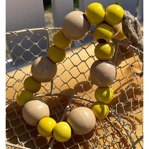 Rustic Natural Chunky Wooden Beaded Tassel Garland for Farmhouse Decor - Picture 10 of 10